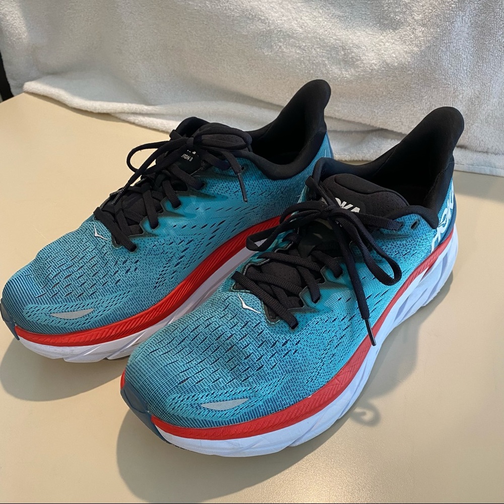 Hoka Mens Clifton 8 Blue Running Shoes Sneakers Size 10D